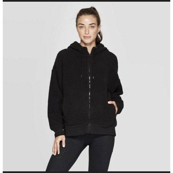 Champion NEW Black Brushed-Back Fleece Full-Zip Hoodie Medium - Picture 3 of 5